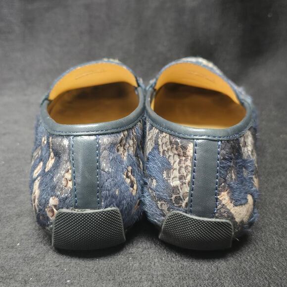 Vaneli Blue Snake Print Fur Slide On Loafers Dress Shoes - Picture 6 of 10